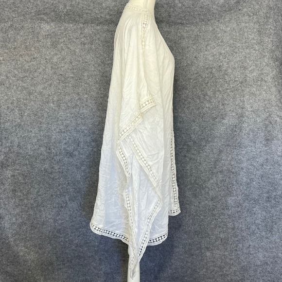 Tommy Bahama White Cotton Lace Trim Kaftan Boho Beach Vacation Cover Up Tunic LG - Picture 5 of 7